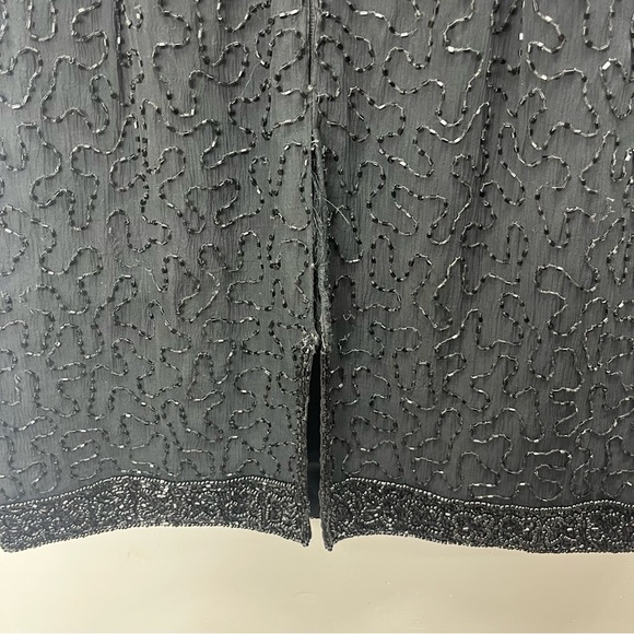 Vintage Laurence Kazar Beaded Sequins Glam Dress in Black Size PM - Picture 5 of 7